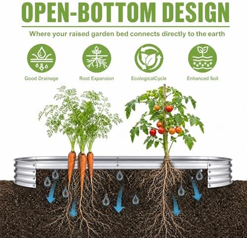 Galvanized Raised Garden Bed, Outdoor Planter Box for Gardening Metal Oval Raised Bed for Vegetables Flowers Herb & Fruit Easy Assembly Patio Kit for Planting Plants-SILVERY-8X4X1FT-1PCS - Image 3