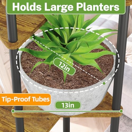 iDavosic.ly 6 Tier Plant Stand Indoor with Grow Lights, Black & Brown 49 In - Image 6