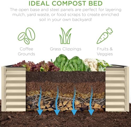 Best Choice Products 8x4x2ft Outdoor Metal Raised Garden Bed, Deep Root Planter Box for Vegetables, Herbs & Flowers, 478-Gallon Capacity, 100% Non Toxic Materials - Beige - Image 4
