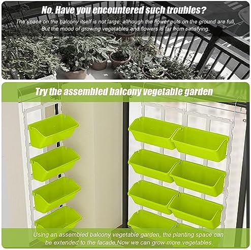 8 Pockets Vertical Garden, 4-Tier Wall Planter, Hanging Planter Stand, Wall Mounted Flower Beds for Vegetables, Floral (Light Green) - Image 5