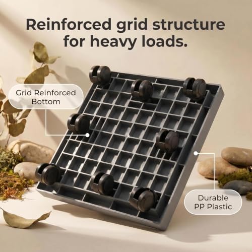 19.7 Inch Square Rolling Plant Caddy Saucer with Wheels, Heavy Duty Wheeled Planter Stand for Potted Plant, Coaster Roller Base Tray with Casters, Flower Pot Dolly Holder for Indoor Outdoor - Image 5