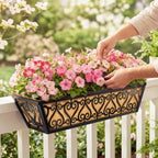 6 Pack 24 Inch Deck Railing Planter Box - Window Boxes Planters with Adjustable Brackets Coco Liners Balcony Planters Railing Hanging for Window Flower Boxes Outdoor Garden Decor - Image 3