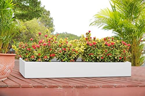 Modern Rectangle Balcony Window Glossy White Planter Box Elegant Rectangular 4" H x 6" W x 28" L Flower Pot by Unknown