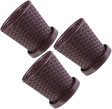 VOSAREA 3 Sets Resin Flower Pot with Tray for Plants and Succulents by Vosarea