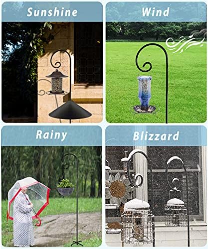 Artigarden Outdoor Shepherd Hooks 108 inch Tall for Bird Feeder (2 Packs), Adjustable Metal Garden Poles for Hanging Plants Solar Light Lantern, Bright Black - Image 6