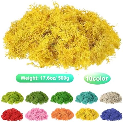 uxcell Preserved Reindeer Moss, 17.6oz Fake Moss for Crafts Artificial Dried Moss for Decoration Terrariums Potted Plants, Yellow - Image 2