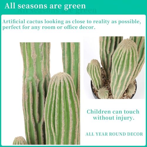 Artificial Cactus 31 INCH Tall Fake Cactus Plants Faux Cacti Saguaro with Planter for Indoor Outdoor Home Office Shop Garden Decoration - Image 3