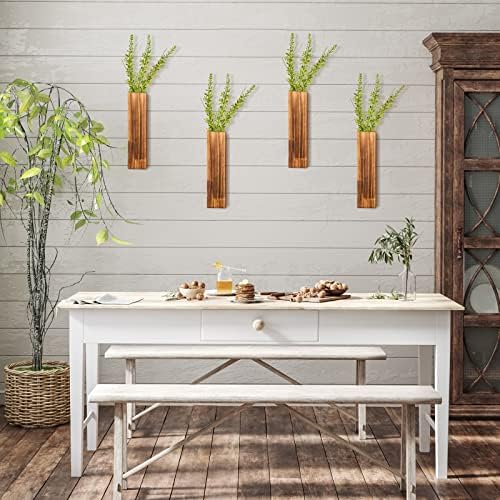 Skylety 6 Pack Wood Wall Planters for Indoor Plants Wooden Hanging Vase Farmhouse Wall Decoration for Bedroom and Living Room(Wood Color) - Image 6
