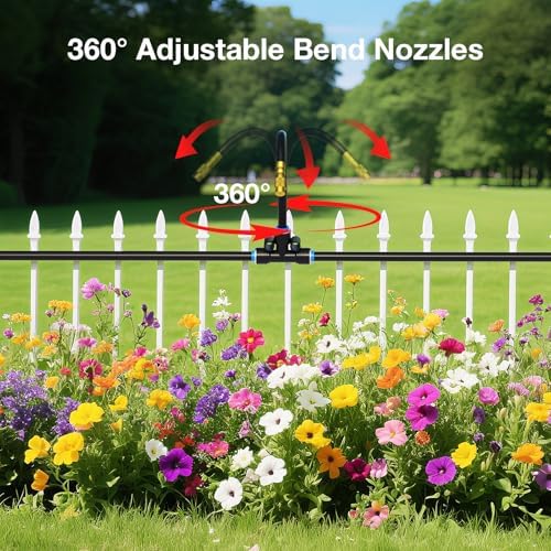 MIXC 200Ft 1/4" Drip Irrigation System,2026-Upgrade Garden Irrigation Kit with 32pcs Adjustable Copper Nozzles, Atomizing Watering System for Outdoor Plants,Raised Bed,Yard,Potted Plant,Lawn - Image 6