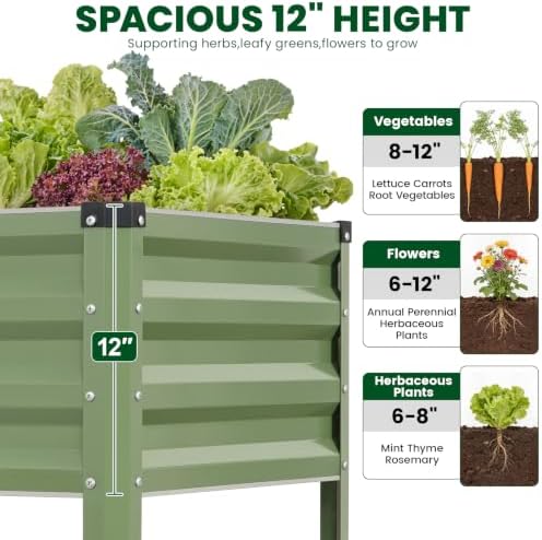 1MORE Raised Garden Bed with Leg,48×24×32in Elevated Planter Bed Green,2-Pk - Image 7