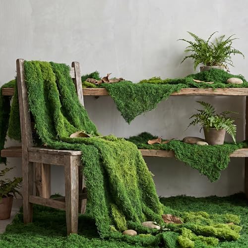 8 Artificial Moss Table Runner Halloween Enchanted Party Decor, Green - Image 2