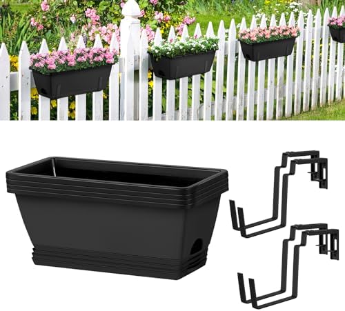 4 Pack Window Boxes Planters Railing Planter Box with Adjustable Brackets by smusei