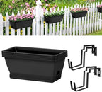 4 Pack Window Boxes Planters Railing Planter Box with Adjustable Brackets by smusei