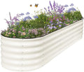 Galvanized Raised Garden Bed Outdoor- 8x2x1.4FT Planter Box, White by Permade