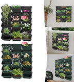 Hanging Vertical Wall Planter, 18 Pack Vertical Garden Planter, for Patio Outdoor Decor, Home Black Plastic Balcony Pot - Image 5
