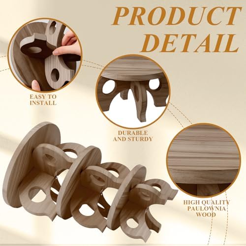 Threehoney 3 Pcs Wooden Plant Stand Indoor 8/9/11",Walnut Color,Low - Image 3