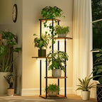 Bamworld Tall Plant Stand Indoor with Grow Light Corner Plant Shelf - Image 6