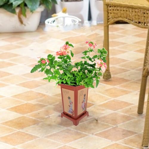 Happyyami 4 Sets Orchid Pot Large Planter pots Ceramic Cactus Pot Decorative Succulent Pot Ceramic Succulent Pot Large Round Planter Flower pots for Indoor Plants China Resin with Base - Image 5