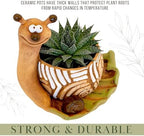 NA Home Decor Ceramic Flower Pot Planter 7.9x7.9x6.5-inch Kitchen Pot Succulent Planter, Baby Snail Handmade Ceramic Terracotta (Snail) - Image 5