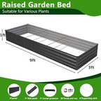 2PCS 9x3x1ft Galvanized Raised Garden Bed,Outdoor Planter Box Metal Patio Kit Planting Bed for Vegetables Flowers Herb,Black - Image 3