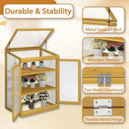 2-Tier Wooden Cold Frame Greenhouse, Garden Portable Mini Cabinet, Flower Shelf Bed for Outdoor Indoor Use - Image 7