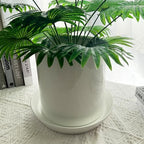 Ceramic Plant Saucer Tray 9 10 11 Inch White, 11.3" OD x9.7 ID x1.8 Deep| Round Sturdy Heavy Duty Glazed Bevel Planter Drip Flower pots with Catch Basin for Indoor Outdoor Plants - Image 3