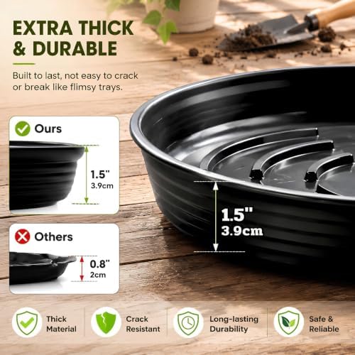 10Pack Plant Saucer 10 inch, Heavy Duty Flower Pot Saucers, Plant Pot Saucers Bulk, 1.5'' Deeper Plant Trays for Pots Durable Drip Trays for Potted Plants, Plant Saucers for Outdoors and Indoors - Image 3