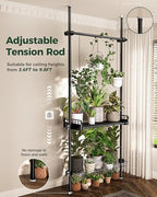 Bamworld Tension Rod Plant Stand Adjustable Hanging Plant Shelf Indoor - Image 2