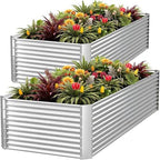 2pcs Galvanized Raised Garden Bed Outdoor,Above Ground Garden Bed for Vegetable,Metal Raised Beds for Flower,Steel Raised Beds for Gardening - 3x2ft by FRIZIONE