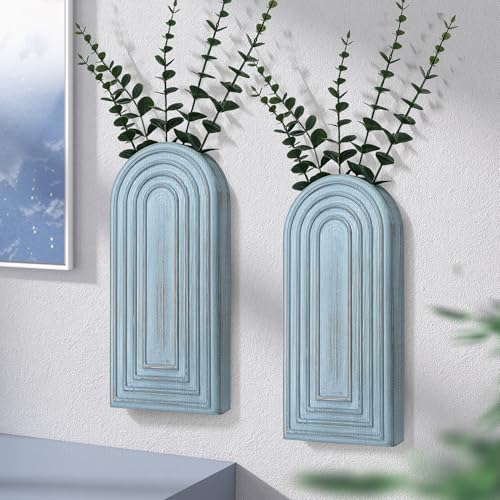 EOSAHR Wall Vase: Wall Planter for Fake Flowers for Living Room Decor, Blue by EOSAHR