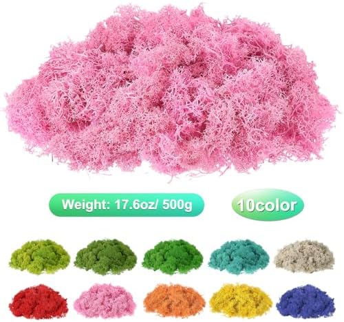 uxcell Preserved Reindeer Moss, 17.6oz Fake Moss for Crafts Artificial Dried Moss for Decoration Terrariums Potted Plants, Rose Pink - Image 2