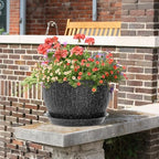 Meowell 12/10/9 inch Large Flower Pots, 3 Set Big Plant Pots for Outdoor Indoor Plants with Water Ripples, Wide Plastic Planters with Drainage Holes and Saucers for Garden House Plants, Speckled Black - Image 6