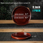 Ceramic Plant Saucer 9 Inch, Round Plant Trays for Indoors/Outdoors, Flower Pot Saucers for Holding Water Drips and Soil, Ceramic Drainage Tray for Plant Pot (Reactive Glaze Brown) - Image 3