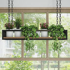 Ceiling Hanging Planter Flower Pot Display Rack Hanging Plant Holder, Indoor Plant Pots, Wall/Window Plant Hanger Indoor Herb Garden, Wood and Metal (Size : 60x25x15cm) - Image 2
