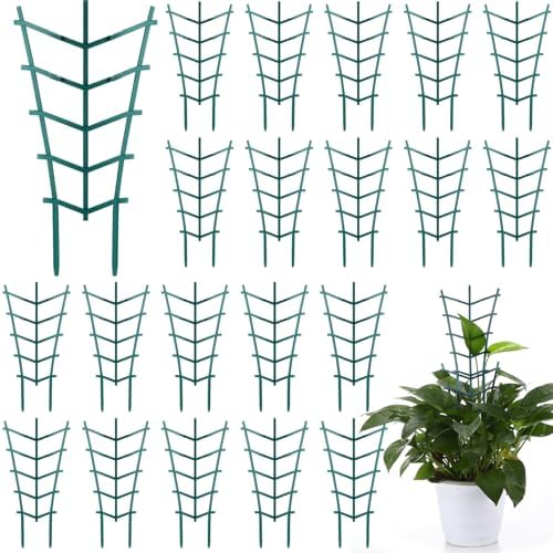 50 Pack Plant Trellis for Pots Garden Trellis for Potted Plants Flower Pots Support Stackable Plastic Mini Trellis for Climbing Plants Peas(Straight Line) by Sunnychicc