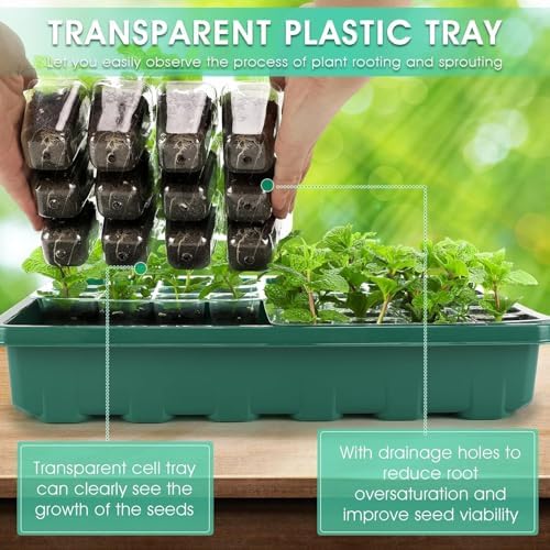 144-Cell Self-Watering Seed Starter Tray with Grow Light & Humidity Dome for Indoor Seedling Growth Complete Kit for Plant Germination LED Red Blue 2 Set - Image 3