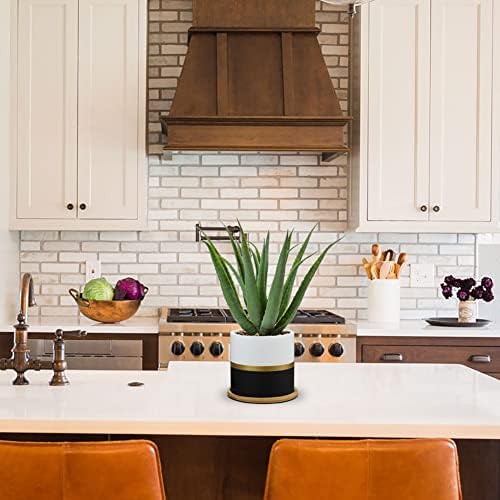Briful Succulents Artificial Plants Fake Aloe Vera Plants in Gold and Black Pot Farmhouse Faux Agave Plant for Home Office Desk Bathroom Shelf Decorations - Image 5