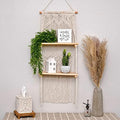 SnugLife 2 Tier Macrame Wall Hanging Shelf with Woven Rope - Boho Pine Wood Shelves for Plants, Bathroom, Kitchen by SnugLife