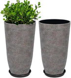 QCQHDU 9 Gallon Tall Large planters for Outdoor/Indoor Plants of 12" Dia x 21" H (Colored Limestone, 21IN) by QCQHDU
