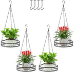 4-Pack Metal Hanging Planters for Outdoor Plants - Heavy Duty Hanging Baskets for Plants Outdoor with Chains and Long Hooks – Aesthetic Hanging Plant Holder for an Instant Indoor Gardening Decor by Qiaomeiysp