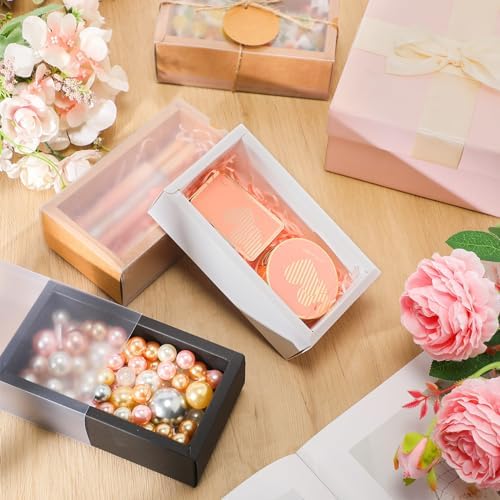 Roowest 50 Sets Gift Boxes Kraft with Tags, 6.3 x 3.5 x 2 Inch, 3 Colors - Image 6