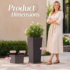 Flamaker 24“ Tall Plastic Planters with Drainage Holes Front Porch Set of 2 - Image 2