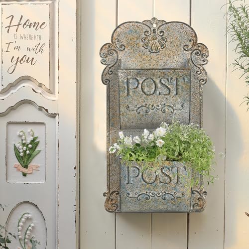 All Chic Metal Wall Planter Outdoor Wall Planter Rustic Wall Mount Planter Wall Hanging Planter Outdoor Wall Planter for Farmhouse Garden Decor - Image 4