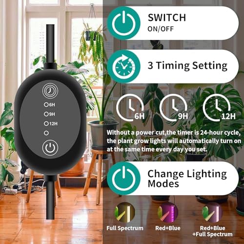Grow Lights for Indoor Plants, 243 LEDs Plant Growing Lights with 3 Color Changing Red Blue Full Spectrum, 48inch Height Standing Indoor Plant Grow Lamp with 6/9/12H Timer for Indoor Plants - Image 4