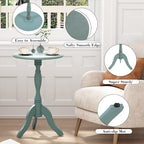 HLR Round Small End Table, Wooden Pedestal Side Tables for Small Spaces - Image 4