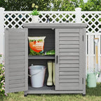 Outdoor Storage Cabinet & Potting Bench Table with Metal Top, Wooden Patio Furniture, Garden Workstation (Accent Grey, 36x31x17in) - Image 2
