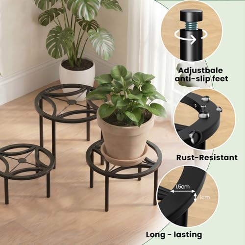 TOSKING 5-Pack Metal Plant Stands, Geometric Pattern, 5 Sizes, Black - Image 6