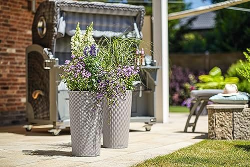 CILINDRO Cottage 23 Sand Brown, Self-Watering Tall Planter, D9.1 H16.1 in - Image 6