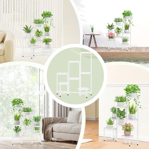 iDavosic.ly Plant Stand Indoor Outdoor, 7 Tier Metal Corner Shelf, White - Image 5