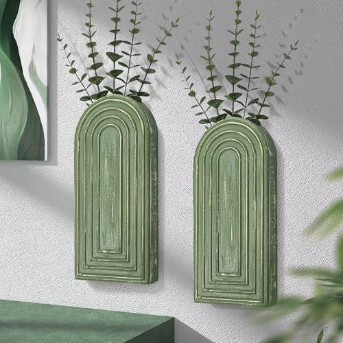 EOSAHR Wall Vase for Flower: Wall Planter Holder for Boho Wall Decor, Green by EOSAHR